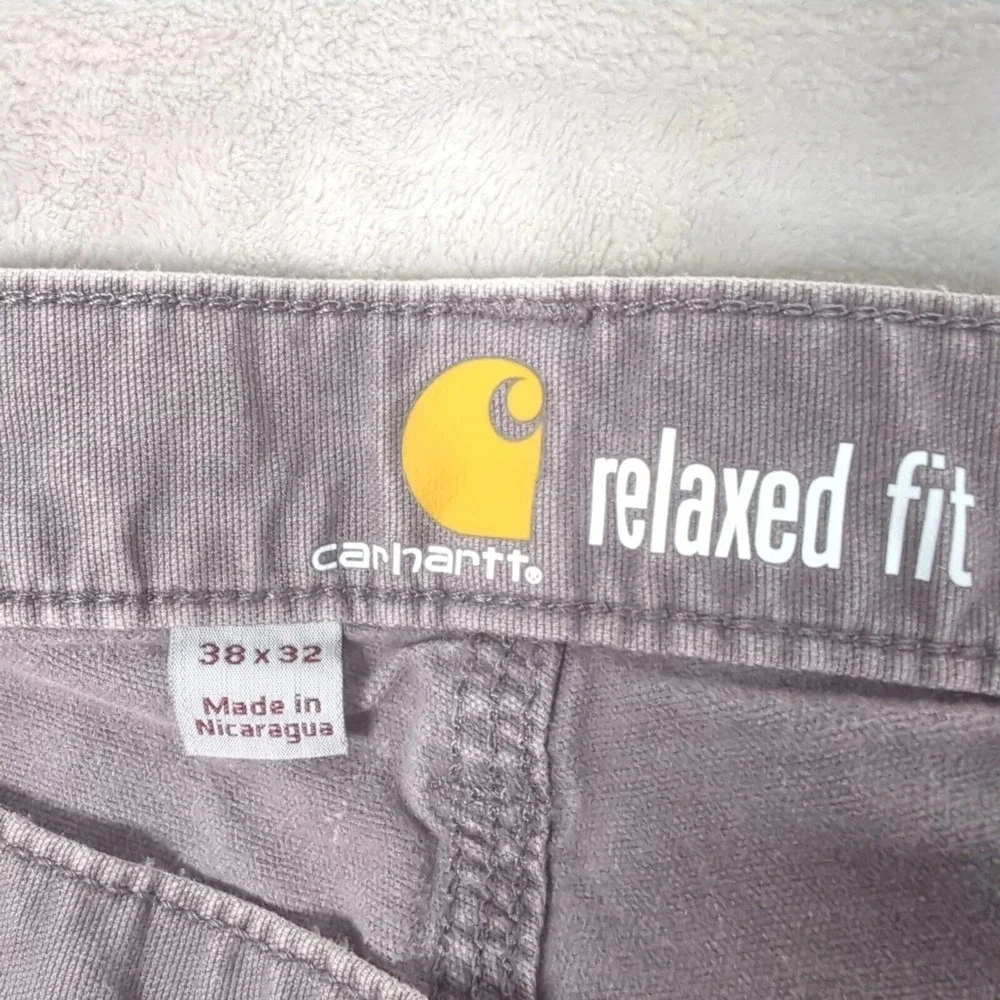 Carhartt Pants 38x32 Men Gray Canvas Rugged Flex Thick Work Distressed Relaxed